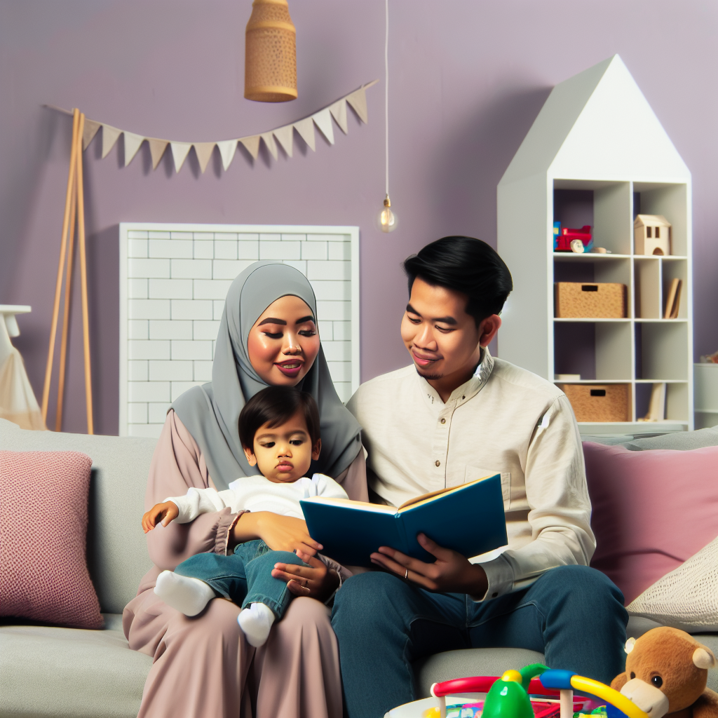 A parent reading to a gifted child, showcasing a nurturing educational environment with soft purples and blues.