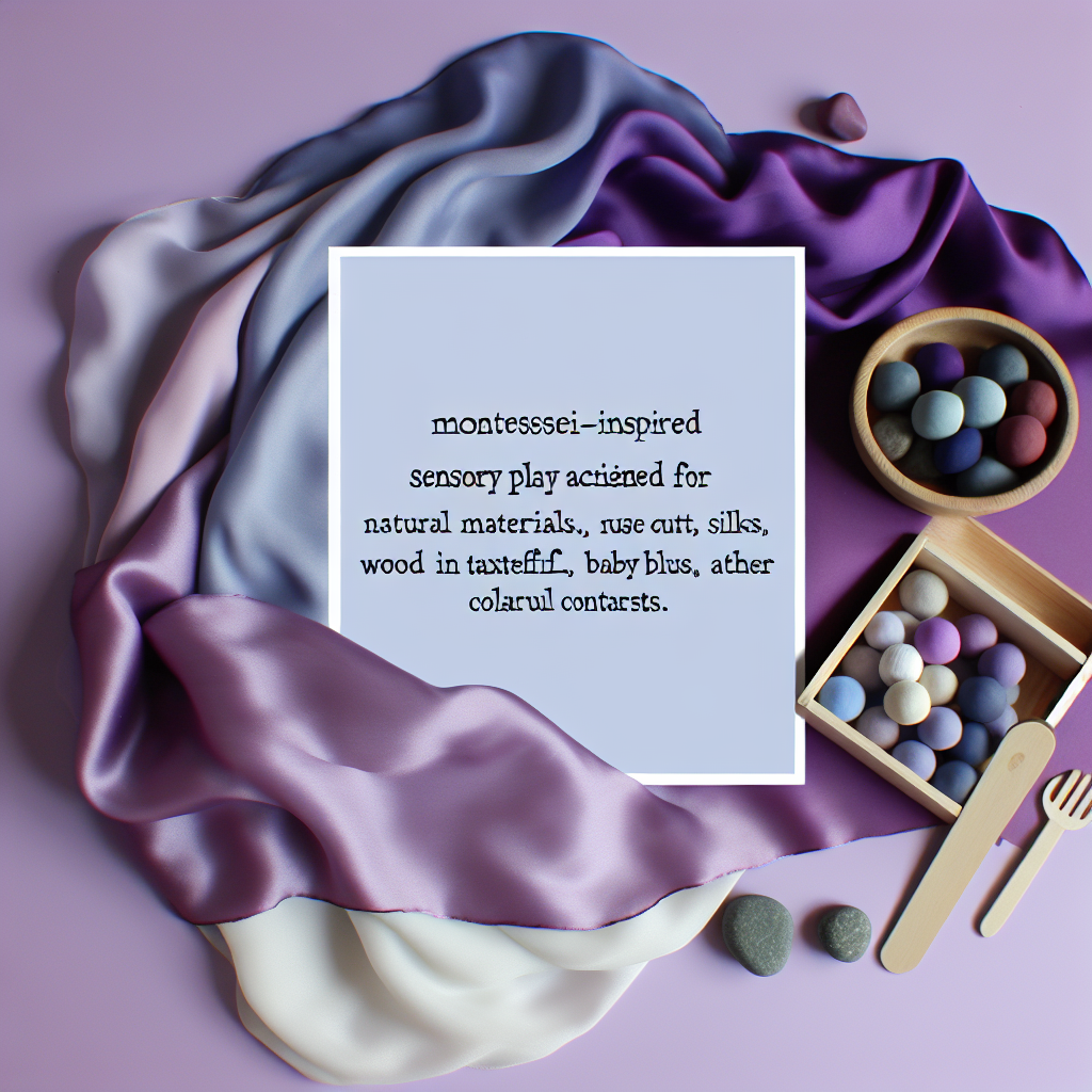 Montessori Sensory Play for Toddlers Montessori-inspired sensory play activity for toddlers using natural materials in calming colors like soft purples and blues.