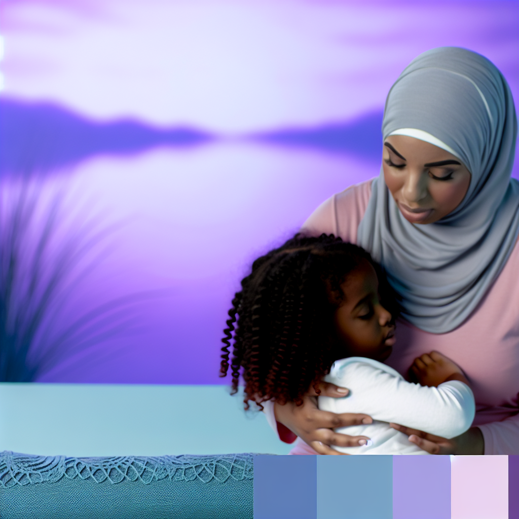 Nurturing Parent-Child Bonding in Attachment Parenting A serene image of a parent bonding with a child in a nurturing environment with soft purples and blues.