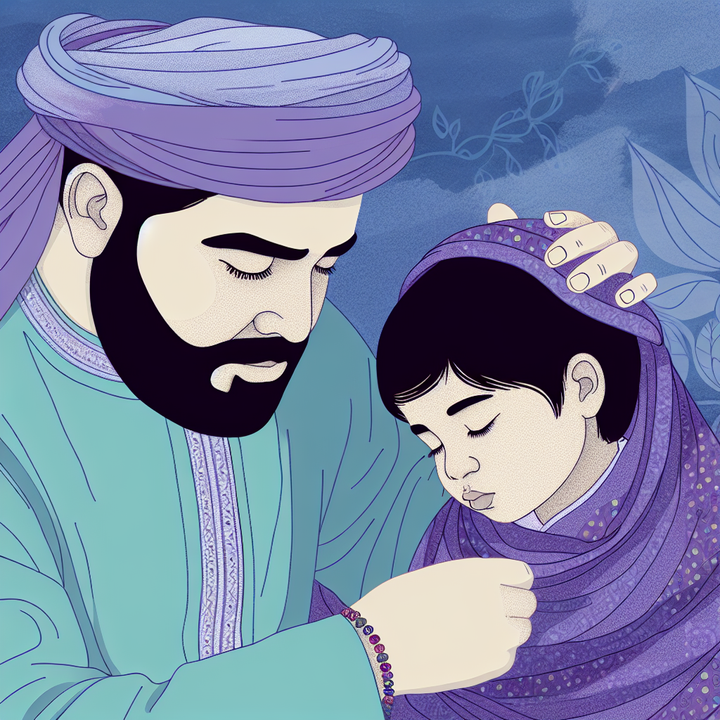 Comfort and Care in Attachment Parenting Illustration of a parent comforting a child, featuring soothing colors like soft purples and blues.