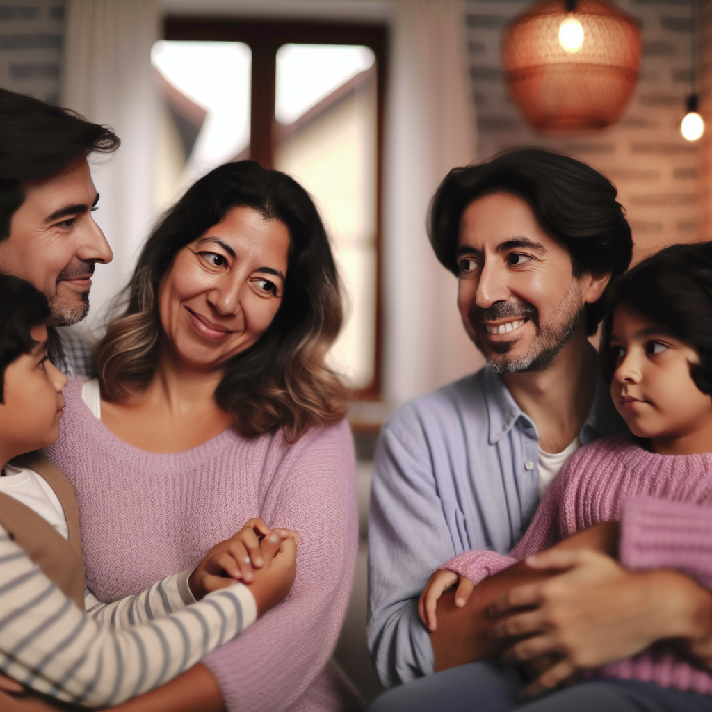 Different Parenting Styles and Their Impact on Children A cozy family scene depicting different parenting styles, with calming soft purples and blues.