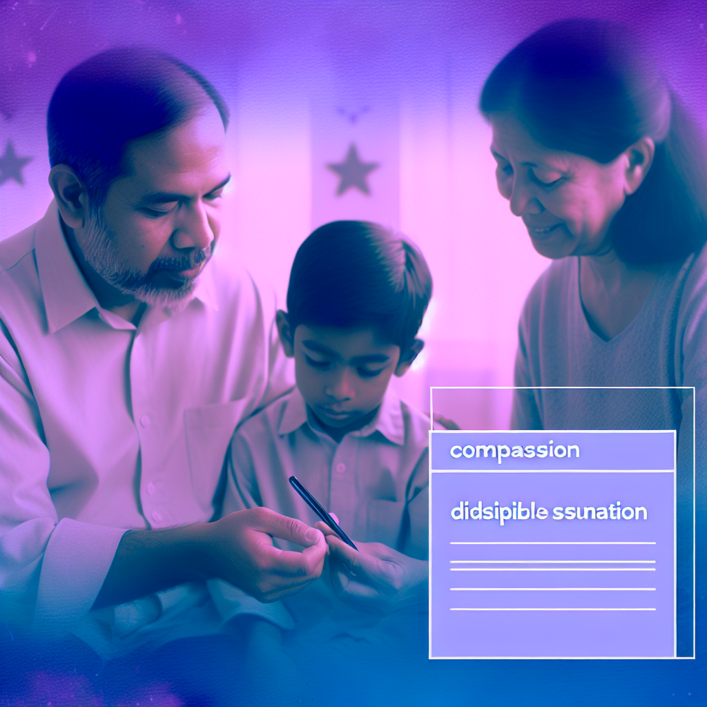 Balancing Love and Discipline in Parenting A warm family moment showcasing love and discipline in parenting, featuring soft purples and blues.