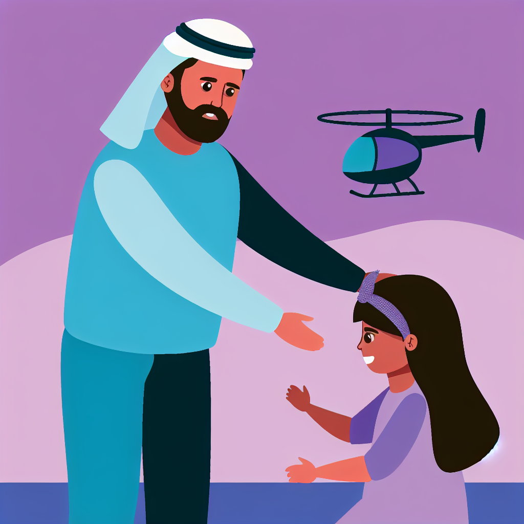 Helicopter Parenting Illustrated A parent hovering protectively over a child playing, depicting helicopter parenting with calming colors like soft purples and blues.