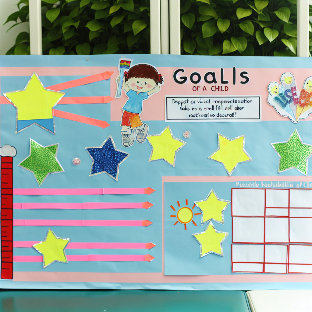 Visualization of children's goals Visualization of a child's goals with a chart and motivational decorations in soft colors.